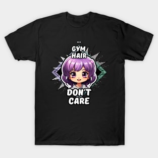 Kawaii Gym Hair Don't Care Anime T-Shirt